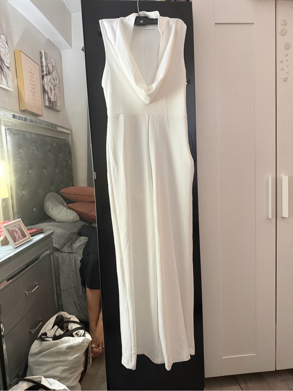 Zara White Sleeveless Cowl-Neck Wide-Leg Jumpsuit - Picture 12 of 14